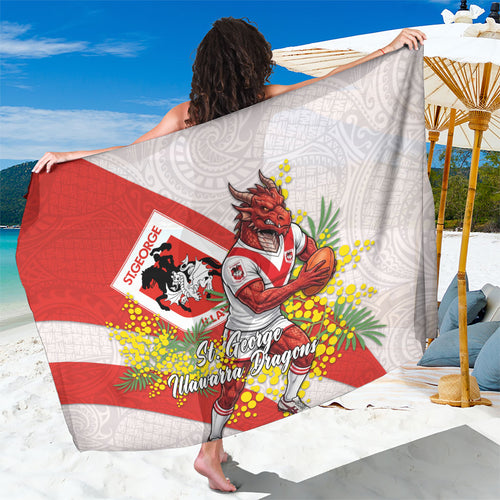 St George Illawarra Dragons Sarong Golden Wattle Floral Polynesian - Australian Flower - Rugby Mascot