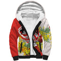 St George Illawarra Dragons Sherpa Hoodie Golden Wattle Floral Polynesian - Australian Flower - Rugby Mascot