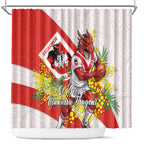 St George Illawarra Dragons Shower Curtain Golden Wattle Floral Polynesian - Australian Flower - Rugby Mascot