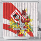 St George Illawarra Dragons Shower Curtain Golden Wattle Floral Polynesian - Australian Flower - Rugby Mascot