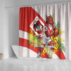 St George Illawarra Dragons Shower Curtain Golden Wattle Floral Polynesian - Australian Flower - Rugby Mascot