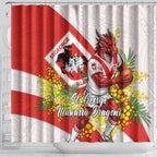 St George Illawarra Dragons Shower Curtain Golden Wattle Floral Polynesian - Australian Flower - Rugby Mascot