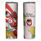 St George Illawarra Dragons Skinny Tumbler Golden Wattle Floral Polynesian - Australian Flower - Rugby Mascot