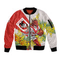 St George Illawarra Dragons Sleeve Zip Bomber Jacket Golden Wattle Floral Polynesian - Australian Flower - Rugby Mascot