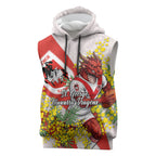 St George Illawarra Dragons Sleeveless Hoodie Golden Wattle Floral Polynesian - Australian Flower - Rugby Mascot