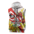St George Illawarra Dragons Sleeveless Zip Hoodie Golden Wattle Floral Polynesian - Australian Flower - Rugby Mascot