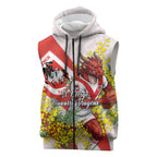 St George Illawarra Dragons Sleeveless Zip Hoodie Golden Wattle Floral Polynesian - Australian Flower - Rugby Mascot