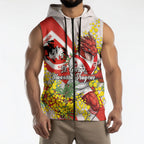 St George Illawarra Dragons Sleeveless Zip Hoodie Golden Wattle Floral Polynesian - Australian Flower - Rugby Mascot