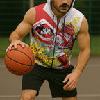 St George Illawarra Dragons Sleeveless Zip Hoodie Golden Wattle Floral Polynesian - Australian Flower - Rugby Mascot