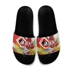 St George Illawarra Dragons Slide Sandals Golden Wattle Floral Polynesian - Australian Flower - Rugby Mascot