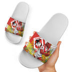 St George Illawarra Dragons Slide Sandals Golden Wattle Floral Polynesian - Australian Flower - Rugby Mascot