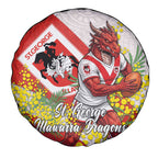 St George Illawarra Dragons Spare Tire Cover Golden Wattle Floral Polynesian - Australian Flower - Rugby Mascot