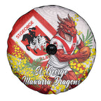 St George Illawarra Dragons Spare Tire Cover Golden Wattle Floral Polynesian - Australian Flower - Rugby Mascot