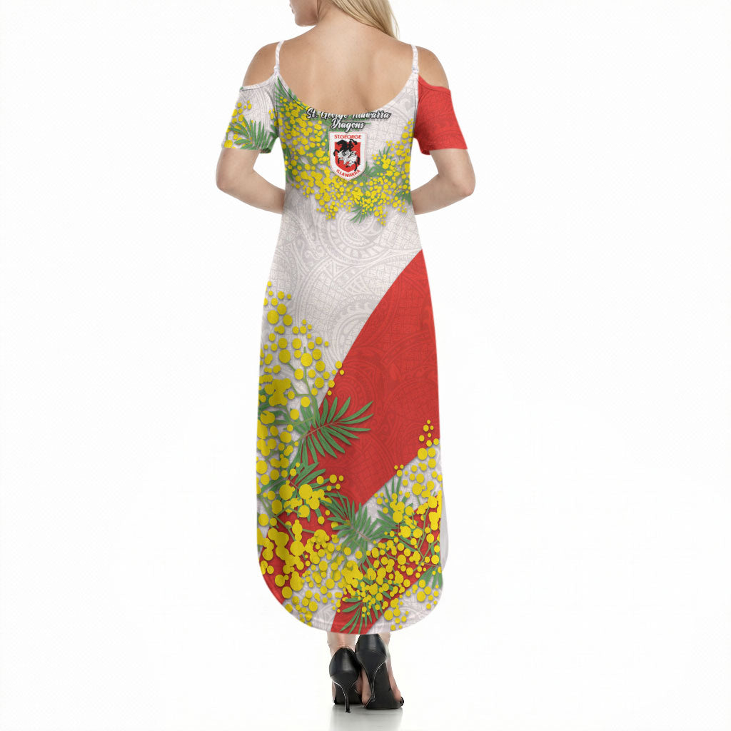 St George Illawarra Dragons Summer Maxi Dress Golden Wattle Floral Polynesian - Australian Flower - Rugby Mascot