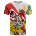 St George Illawarra Dragons T Shirt Golden Wattle Floral Polynesian - Australian Flower - Rugby Mascot