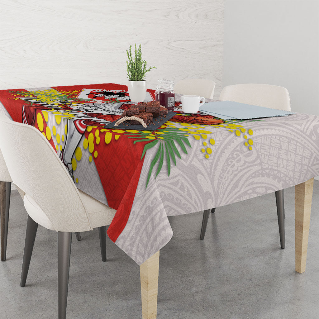 St George Illawarra Dragons Tablecloth Golden Wattle Floral Polynesian - Australian Flower - Rugby Mascot