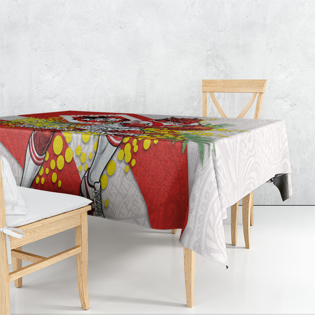 St George Illawarra Dragons Tablecloth Golden Wattle Floral Polynesian - Australian Flower - Rugby Mascot