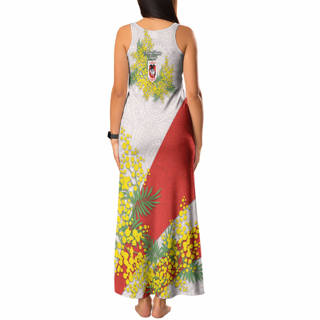 St George Illawarra Dragons Tank Maxi Dress Golden Wattle Floral Polynesian - Australian Flower - Rugby Mascot