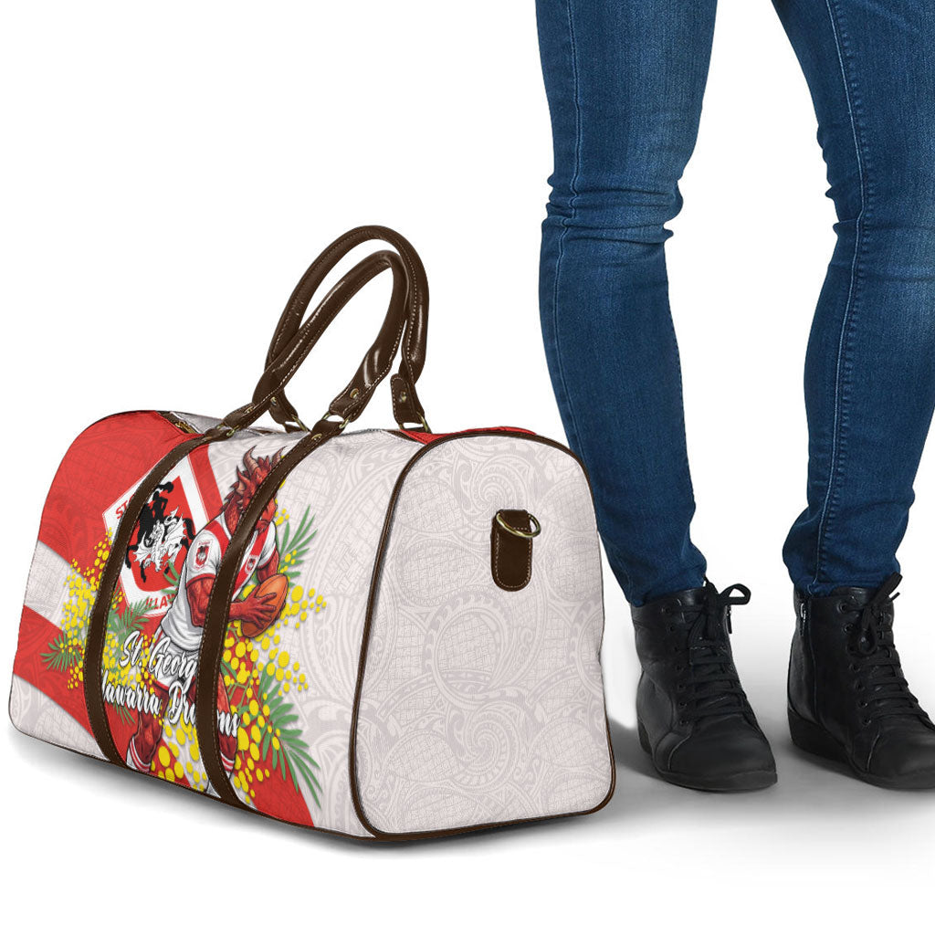 St George Illawarra Dragons Travel Bag Golden Wattle Floral Polynesian - Australian Flower - Rugby Mascot