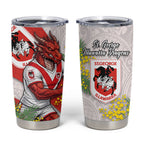 St George Illawarra Dragons Tumbler Cup Golden Wattle Floral Polynesian - Australian Flower - Rugby Mascot