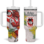 St George Illawarra Dragons Tumbler With Handle Golden Wattle Floral Polynesian - Australian Flower - Rugby Mascot