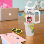 St George Illawarra Dragons Tumbler With Handle Golden Wattle Floral Polynesian - Australian Flower - Rugby Mascot