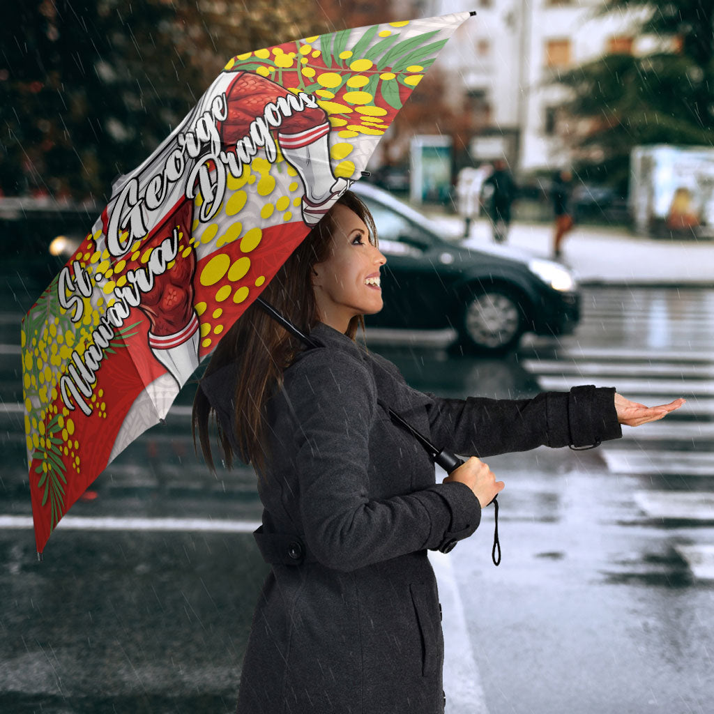 St George Illawarra Dragons Umbrella Golden Wattle Floral Polynesian - Australian Flower - Rugby Mascot