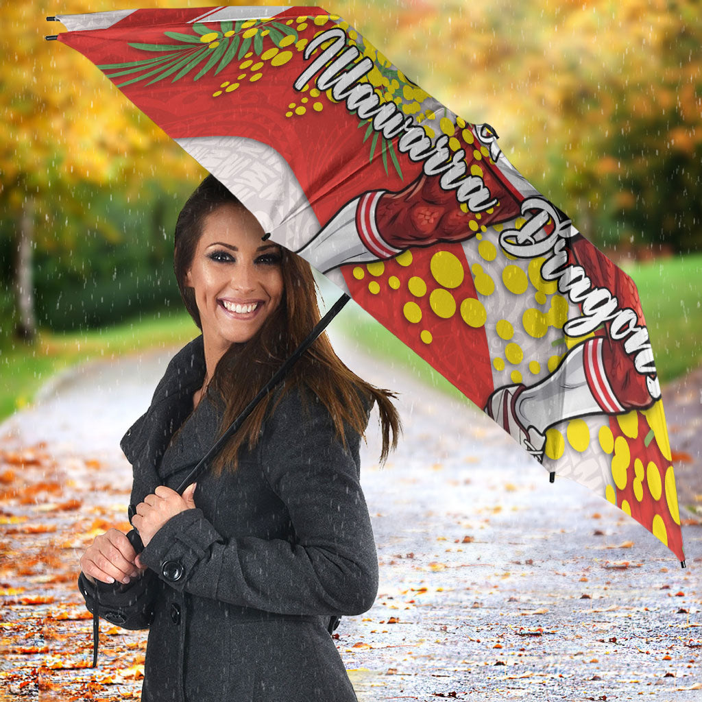 St George Illawarra Dragons Umbrella Golden Wattle Floral Polynesian - Australian Flower - Rugby Mascot