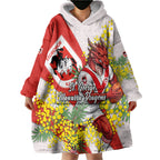 St George Illawarra Dragons Wearable Blanket Hoodie Golden Wattle Floral Polynesian - Australian Flower - Rugby Mascot