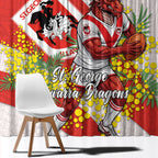 St George Illawarra Dragons Window Curtain Golden Wattle Floral Polynesian - Australian Flower - Rugby Mascot