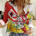 St George Illawarra Dragons Women Casual Shirt Golden Wattle Floral Polynesian - Australian Flower - Rugby Mascot