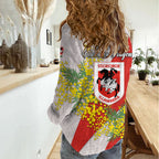 St George Illawarra Dragons Women Casual Shirt Golden Wattle Floral Polynesian - Australian Flower - Rugby Mascot