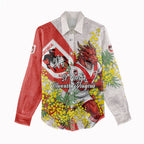 St George Illawarra Dragons Women Casual Shirt Golden Wattle Floral Polynesian - Australian Flower - Rugby Mascot