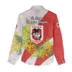 St George Illawarra Dragons Women Casual Shirt Golden Wattle Floral Polynesian - Australian Flower - Rugby Mascot