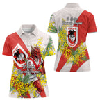 St George Illawarra Dragons Women Polo Shirt Golden Wattle Floral Polynesian - Australian Flower - Rugby Mascot