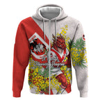 St George Illawarra Dragons Zip Hoodie Golden Wattle Floral Polynesian - Australian Flower - Rugby Mascot