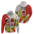 St George Illawarra Dragons Zip Hoodie Golden Wattle Floral Polynesian - Australian Flower - Rugby Mascot