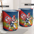 Sydney Roosters Laundry Basket Golden Wattle Floral Polynesian - Australian Flower - Rugby Mascot