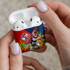 Sydney Roosters AirPods Case Golden Wattle Floral Polynesian - Australian Flower - Rugby Mascot