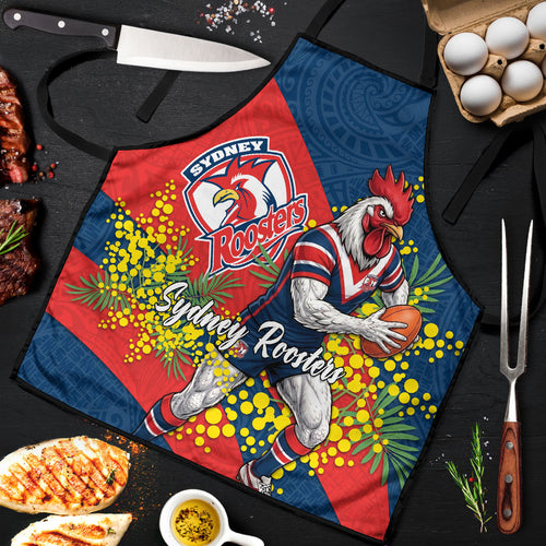Sydney Roosters Apron Golden Wattle Floral Polynesian - Australian Flower - Rugby Mascot