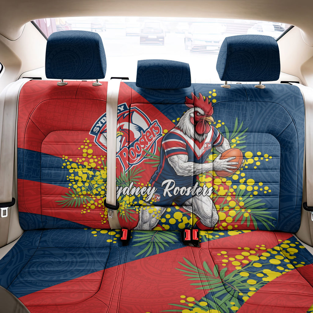 Sydney Roosters Back Car Seat Cover Golden Wattle Floral Polynesian - Australian Flower - Rugby Mascot