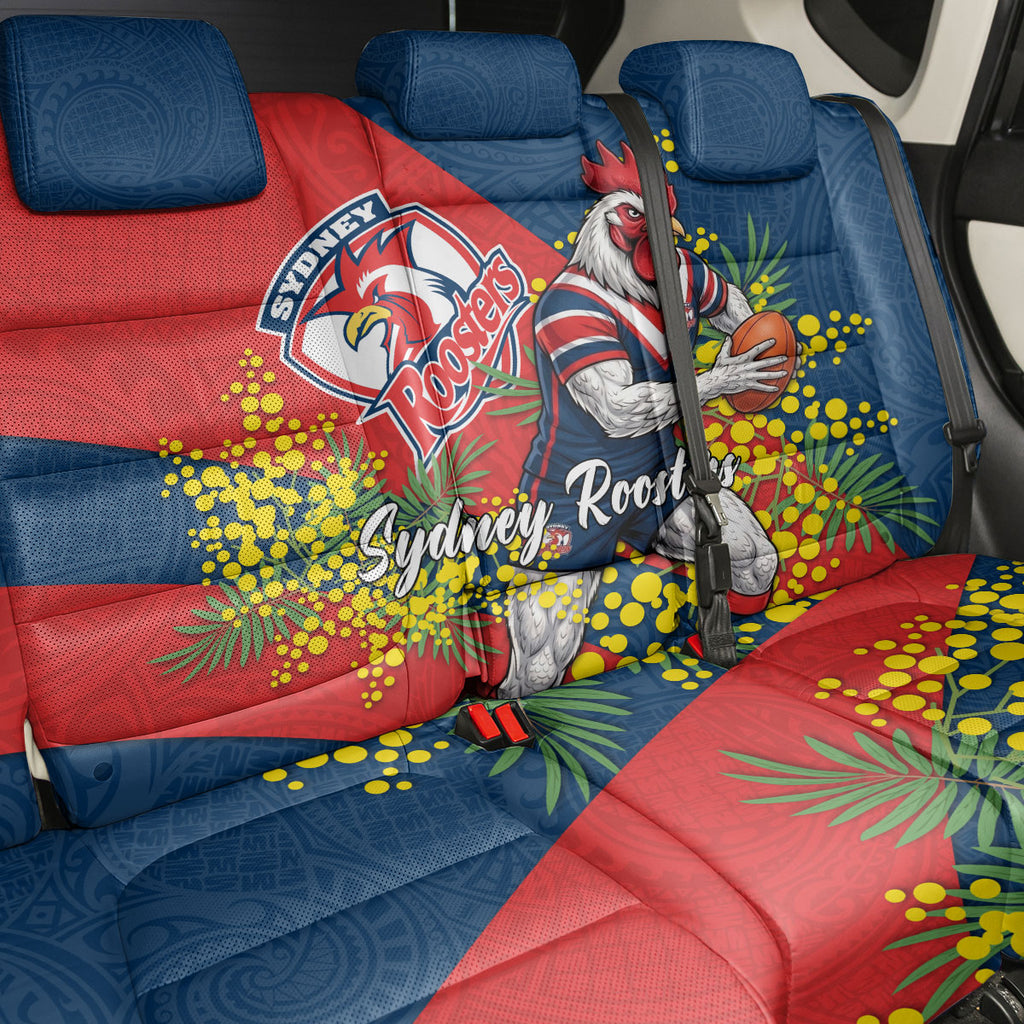 Sydney Roosters Back Car Seat Cover Golden Wattle Floral Polynesian - Australian Flower - Rugby Mascot