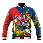 Sydney Roosters Baseball Jacket Golden Wattle Floral Polynesian - Australian Flower - Rugby Mascot