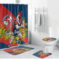 Sydney Roosters Bathroom Set Golden Wattle Floral Polynesian - Australian Flower - Rugby Mascot