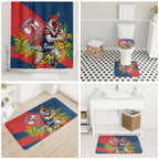 Sydney Roosters Bathroom Set Golden Wattle Floral Polynesian - Australian Flower - Rugby Mascot