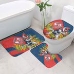 Sydney Roosters Bathroom Set Golden Wattle Floral Polynesian - Australian Flower - Rugby Mascot