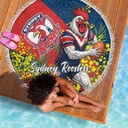 Sydney Roosters Beach Blanket Golden Wattle Floral Polynesian - Australian Flower - Rugby Mascot