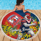Sydney Roosters Beach Blanket Golden Wattle Floral Polynesian - Australian Flower - Rugby Mascot
