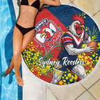 Sydney Roosters Beach Blanket Golden Wattle Floral Polynesian - Australian Flower - Rugby Mascot