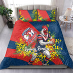 Sydney Roosters Bedding Set Golden Wattle Floral Polynesian - Australian Flower - Rugby Mascot